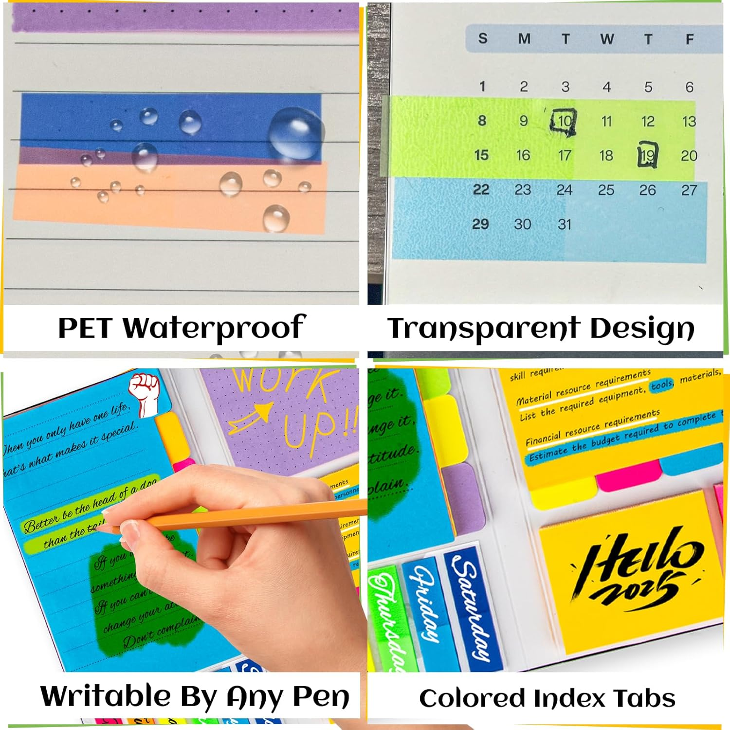 402 Sheets Sticky Notes Set,Multicolor Self-Stick Index Divider Memo,Adhesive Note Pads with PU Leather Cover,Student Essentials Bookmark,Notepad for Teachers Work,Office Stationery Supplies image number 4