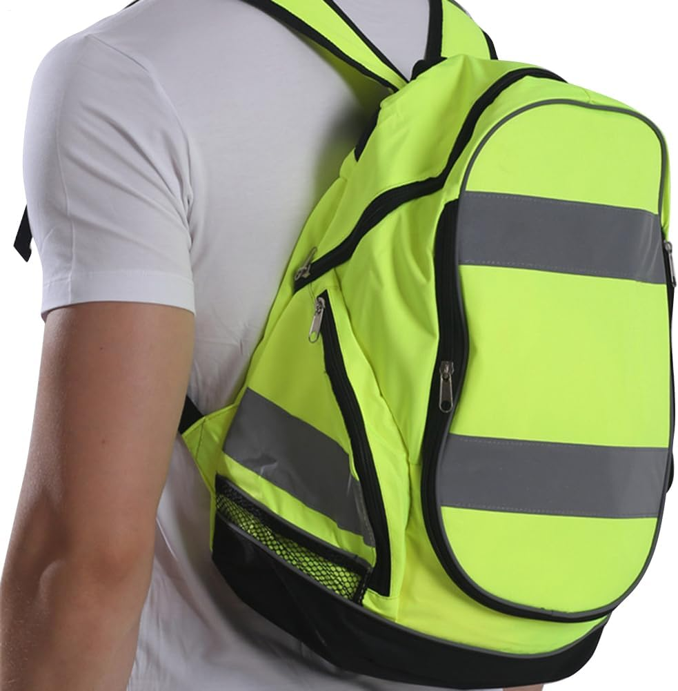 Night Reflective Riding Highly Resistant Safety Backpack &ndash; High Visibility Rucksack, LED Light Bag | Reflectives Cycling Backpacks for Commuting, Hiking, School, Travel, Sports, Waterproof image number 4