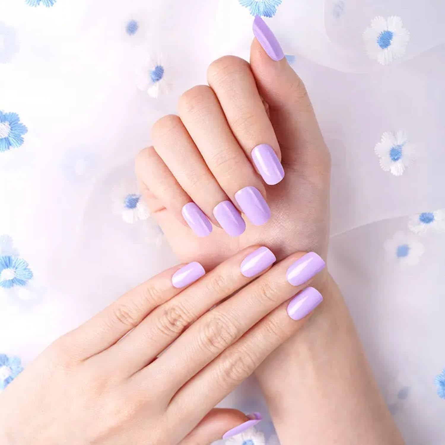 NKA Semi Cured Gel Nail Polish Strips -16 Extra Long Double Ended Nail Wraps Stickers -UV Lamp Curing Gel Nail Strip-Lavender