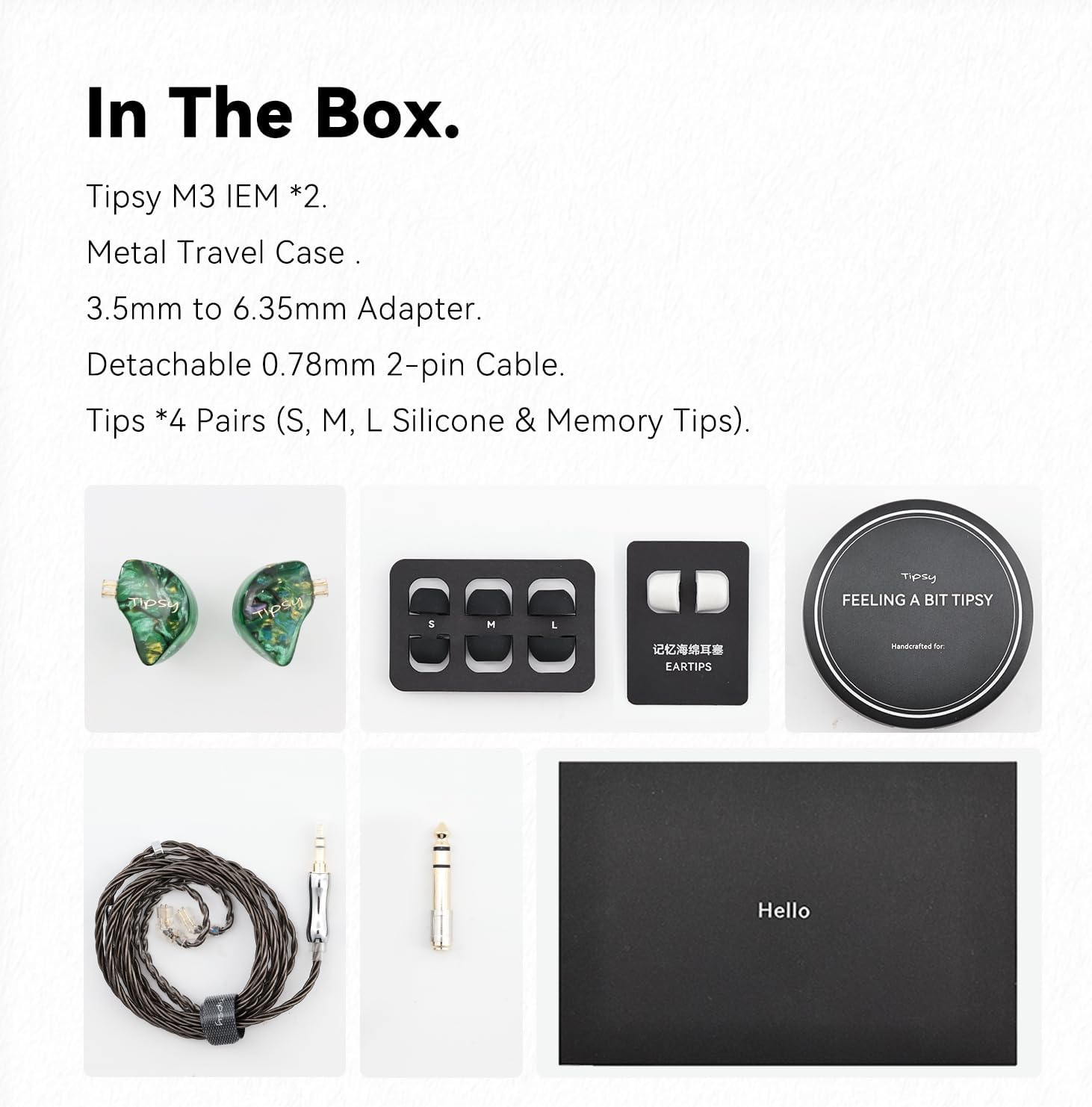 Tipsy M3 Professional IEM for Musicians, 2BA + 1DD Drivers, 36Db PNC, IPX5, Acoustic-Runway&trade; Technology, Skin-Friendly Resin, Detachable 0.78Mm 2-Pin Cable (No Mic, Green) image number 1