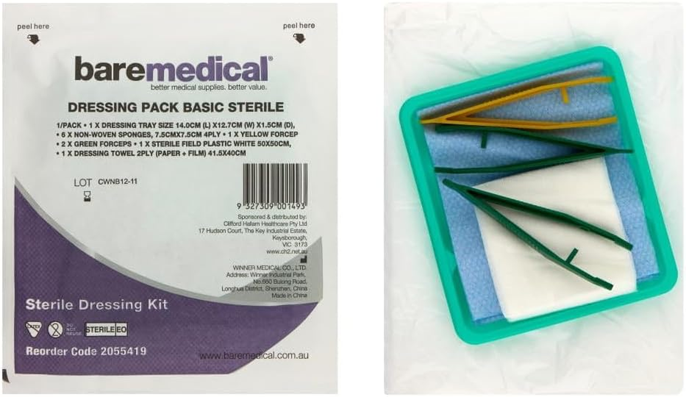 Basic Dressing Pack Sterile 3 Forceps + 6 Gauze Swabs Baremedical Pack 6 image number 2