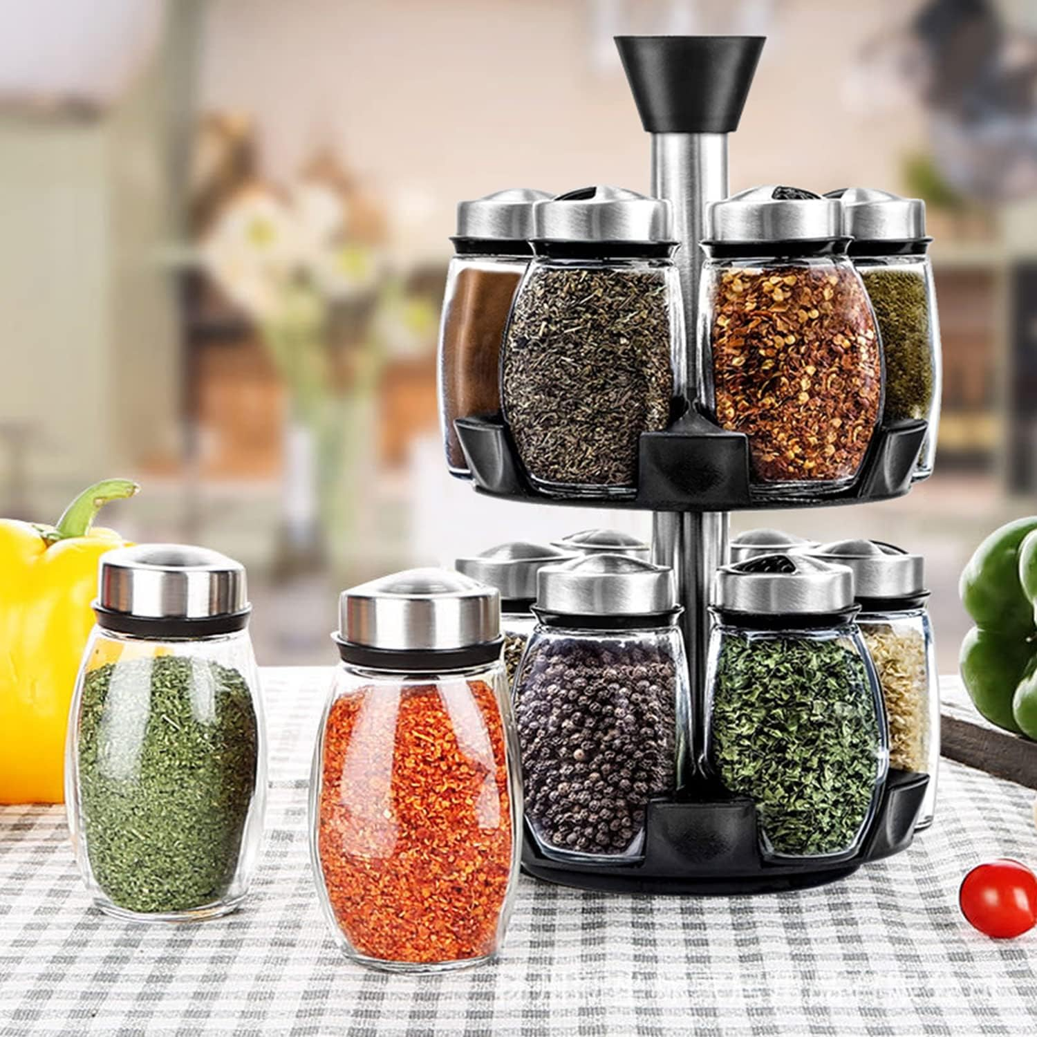 Glass Spice Jars, Seasoning Storage and Organization Bottles, Spice Organizer