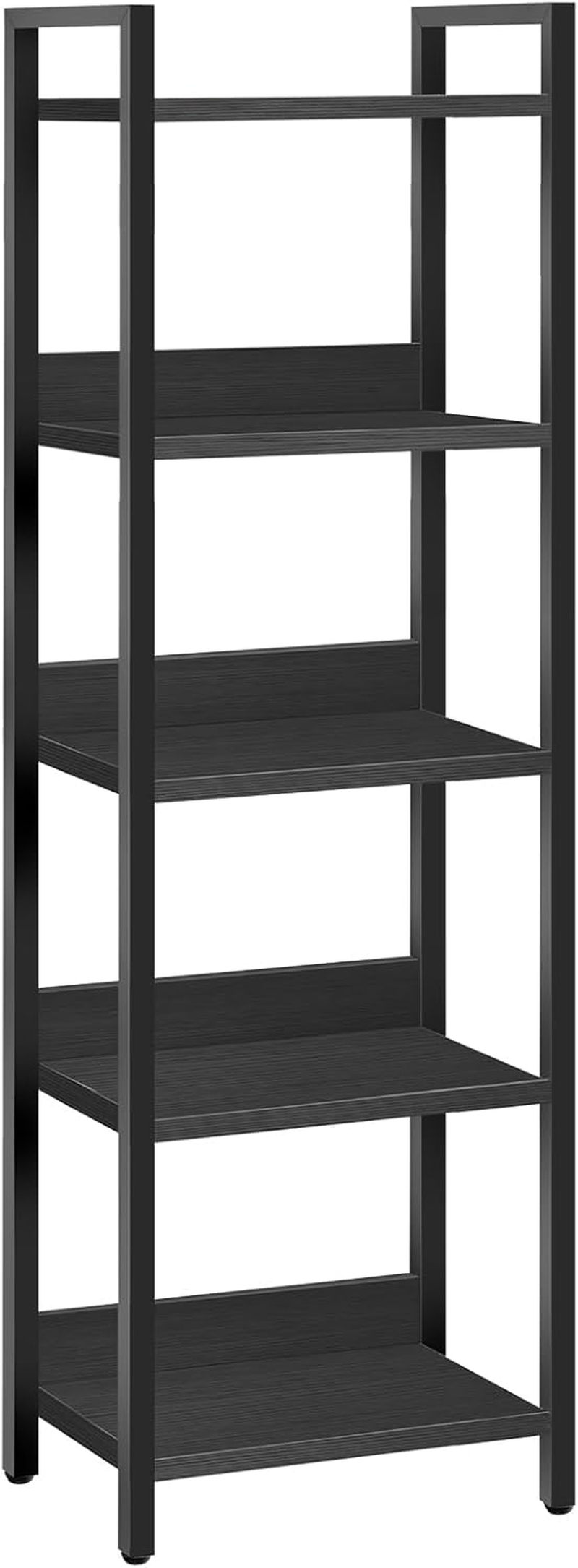 MAHANCRIS Bookshelf, 5-Tier Bookcase, Standing Book Shelf for Small Space, Storage Shelf Organizer, for Living Room, Bedroom, Study, Balcony, Black BKHB5501