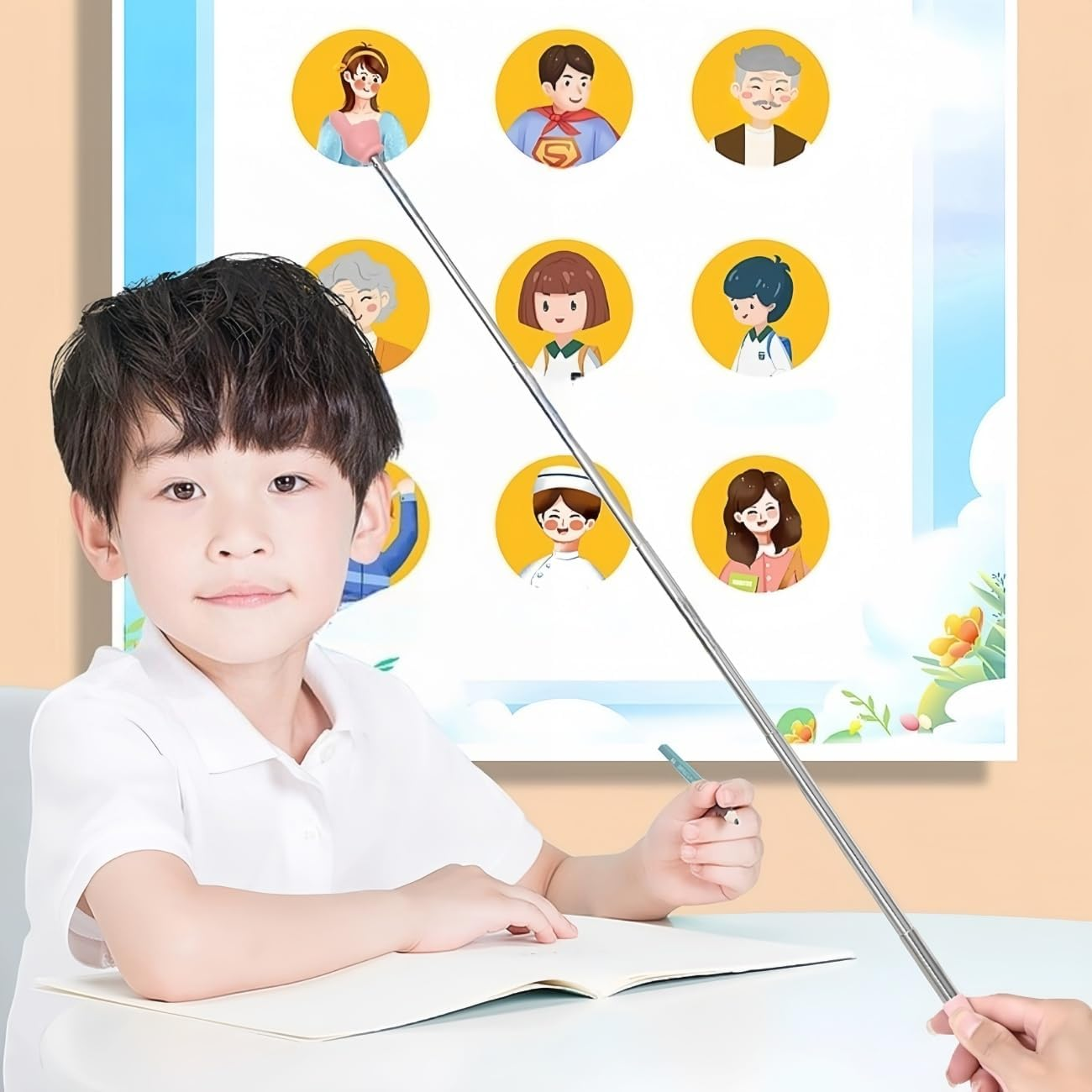 DOLANFYE Children Finger Reading Stick Point Reading Pen Kindergarten Student Teacher Teaching Reading Picture Book Finger Shape Mini Pointer Stick - Blue image number 3