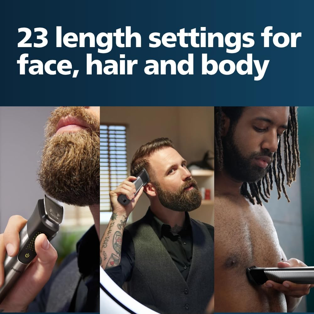Philips Series 9000 Electric All-In-One Trimmer 18-In-1 Grooming Kit for Face, Hair & Body Shaver, Premium Stainless Steel Handle, Self-Sharpening Blades, Wet & Dry Use MG9515/15 image number 3
