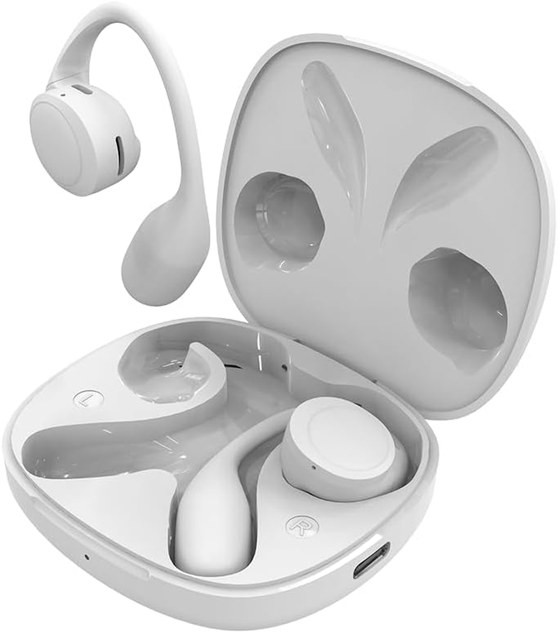 SPC Ether 2 Sense Wireless Open-Ear Bluetooth Headphones with Noise Cancellation, Long Battery Life (30 Hours), Microphone, Two Connection Options, IPX4 - White