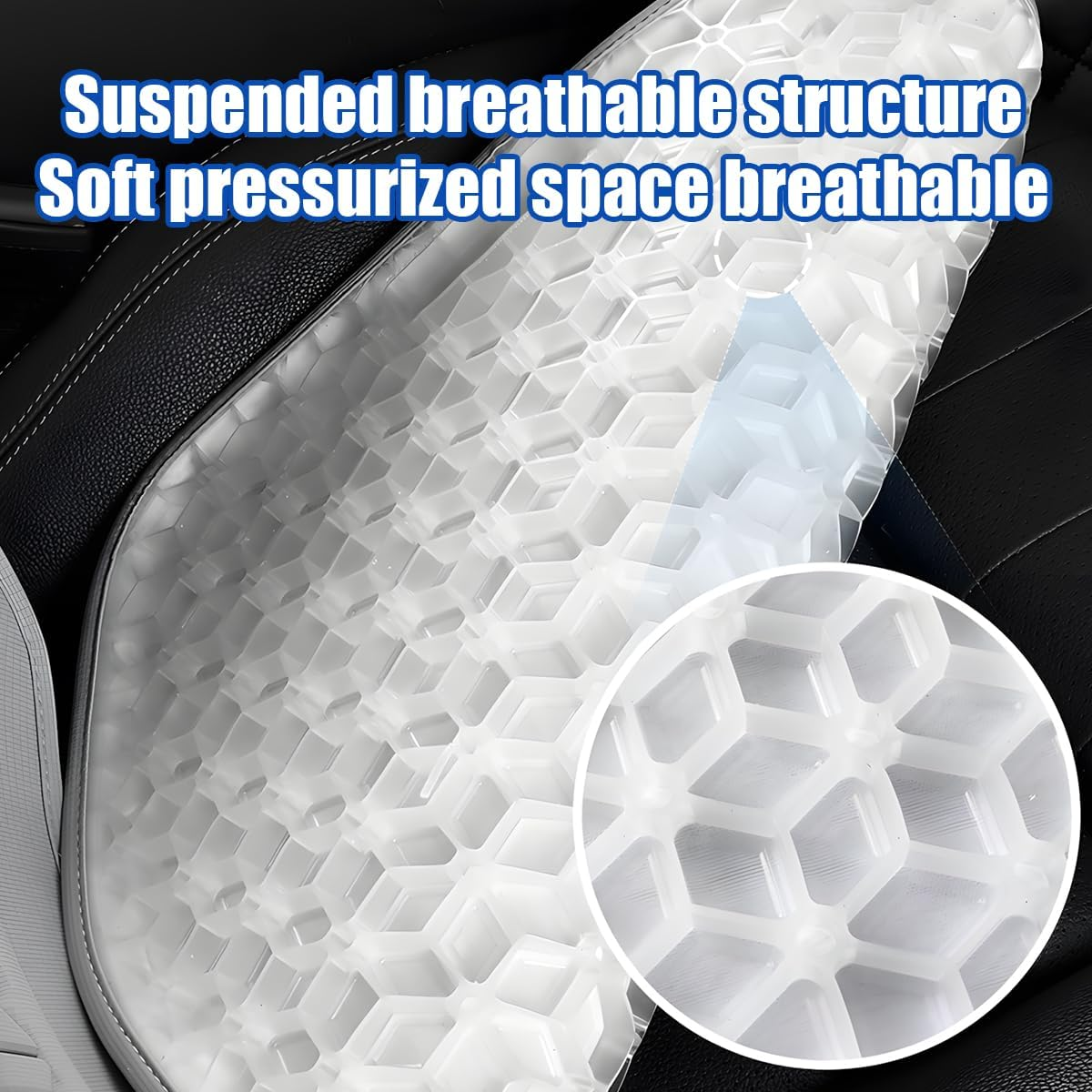 Gel Car Seat Cushion, Non-Slip & Comfortable Automotive Chair Protector Pad for Driving, Breathable Vehicle Interior Mat Cover Accessories, Universal for SUV Sedan Truck (Black) - Grey image number 7