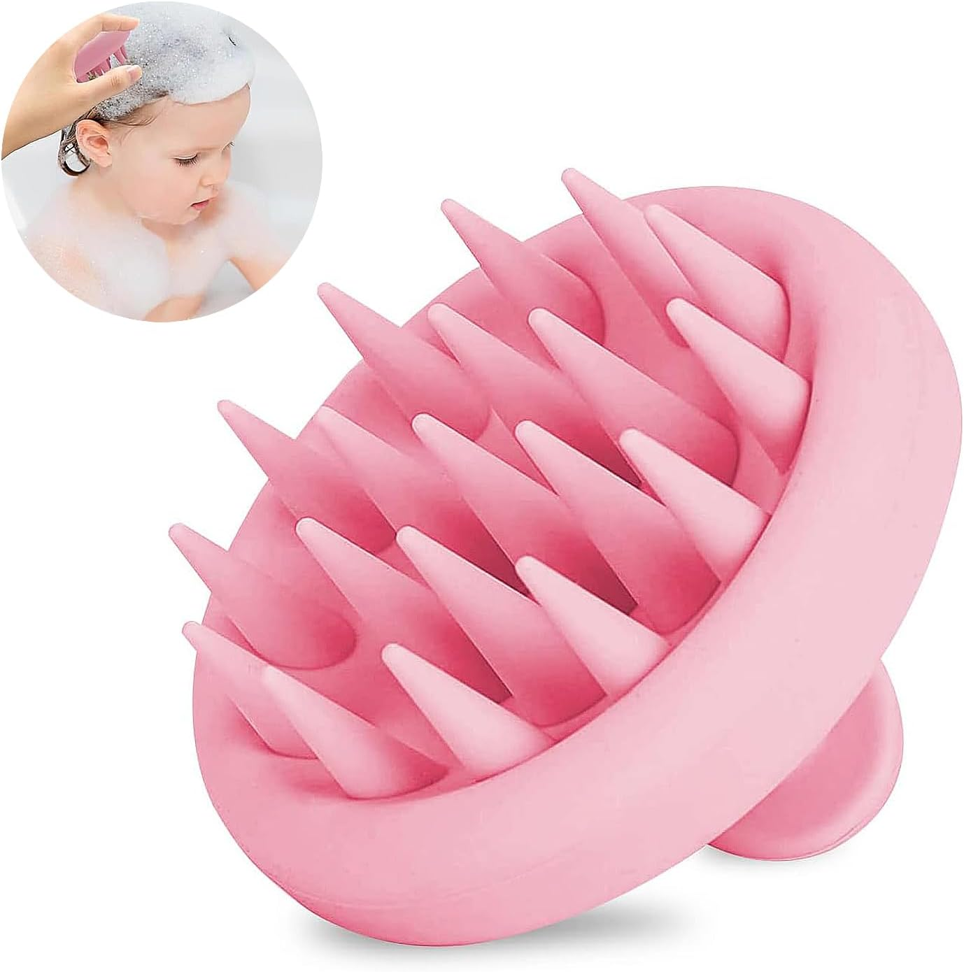 Scalp Massage Brush, Scalp Massager, Massage Brush Hair, Scalp Scrubber, Silicone Shampoo Hair Brush, Reduces Dandruff, Stimulate Hair Growth, for Wet and Dry Hair (Pink) image number 5