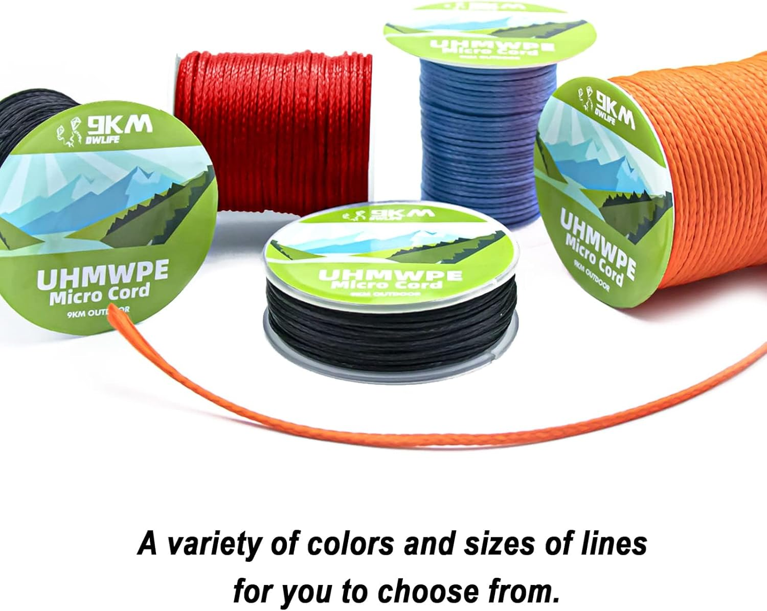 9KM DWLIFE 100% UHMWPE Braided Cord, 0.8Mm Black 100Ft 220Lb Hollow Rope for Hammock, Kite, Fishing, Climbing, Camping image number 6