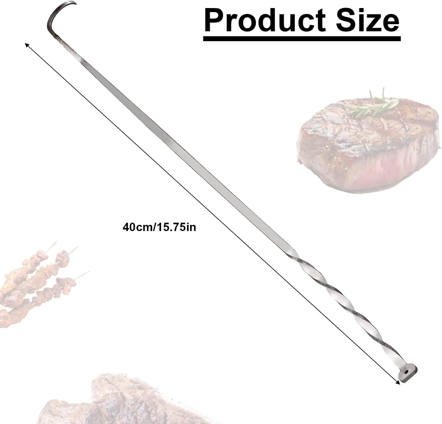 Meat Hook Flipper, Meat Flipper Hook with Rubber Tip Protective Cover Stainless Steel Meat Hooks for Grilling Meat Flippers Meat Turner Hook for Grilling Smoking Griddle image number 5