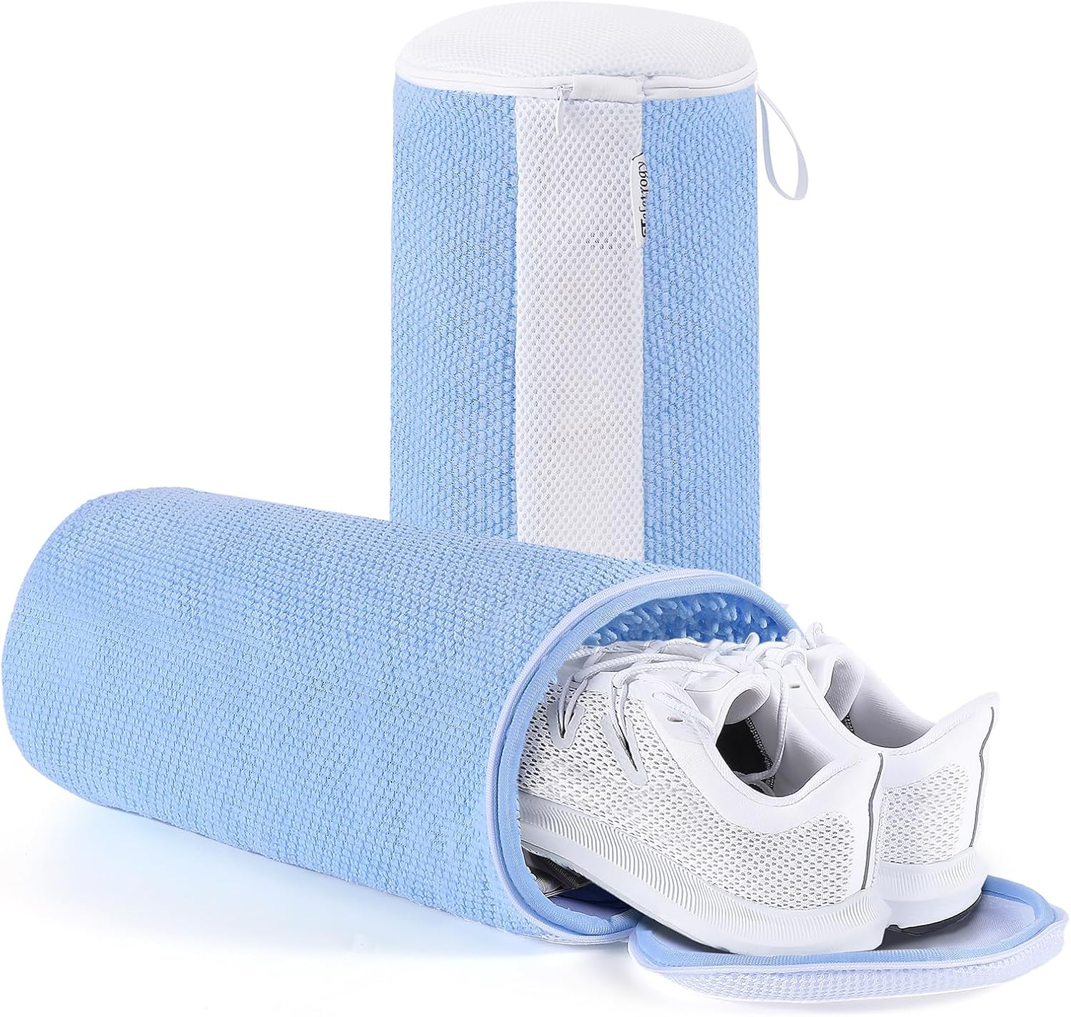 Luxear 2Pcs Shoe Washing Machine Bags, Laundry Bag for Shoes Washer and Dryer, Reusable Shoe Cleaning Bag Fluffy Fiber Inside, Sneaker Mesh Laundry Bags for All Shoes, Large Size, 18 X 33CM