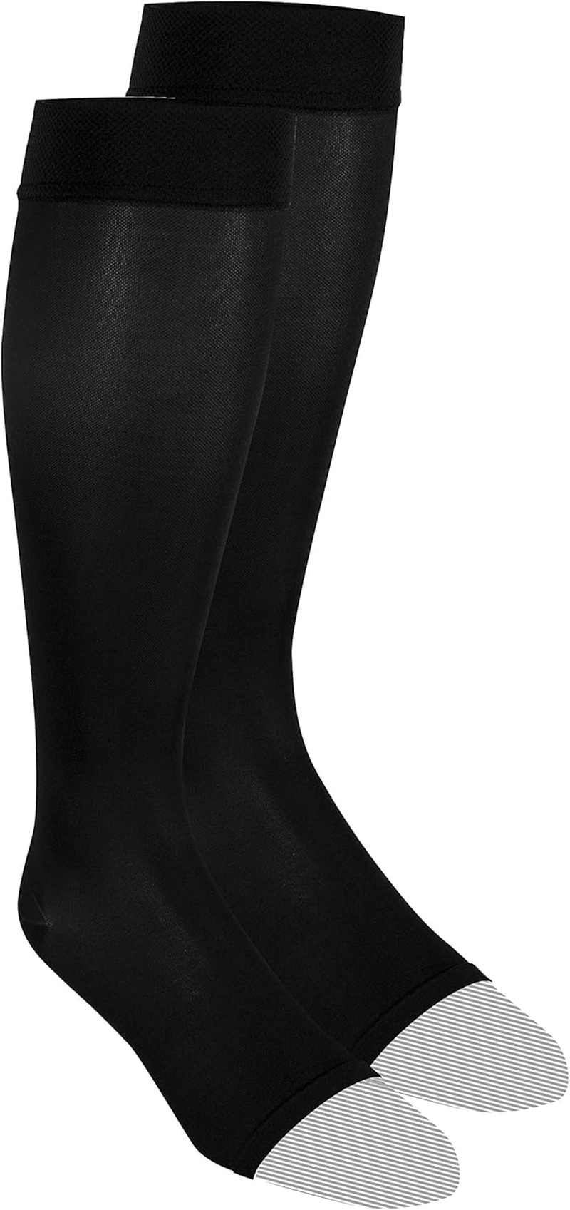Truform Women'S Compression Stockings, 20-30 Mmhg, Knee High Length, Open Toe, Opaque, Black, Medium