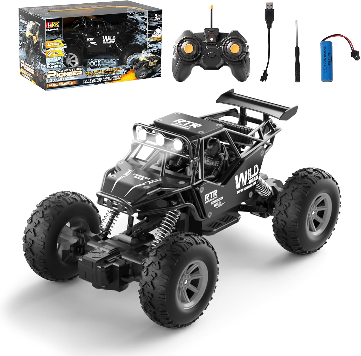 Remote Control Car for Kids,1:20 Scale RC Monster Trucks,Metal Shell 4WD LED Headlight RC Off-Road Vehicle for All Terrain Rock Climb Car for Kids Boys Toys (Gold)