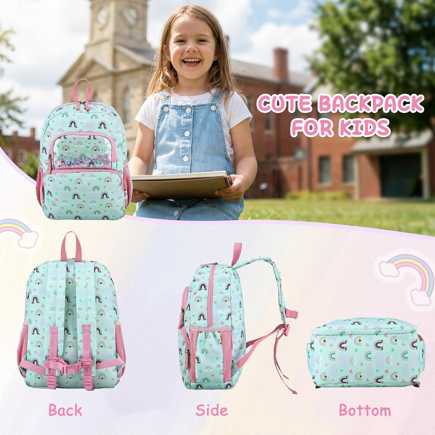 RAVUO Toddler Backpack for Girls Boys,Cute Kids Backpacks for Ages 3-6 Lightweight Bookbag W Chest Strap for Kindergarten Daycare Preschool Travel image number 1