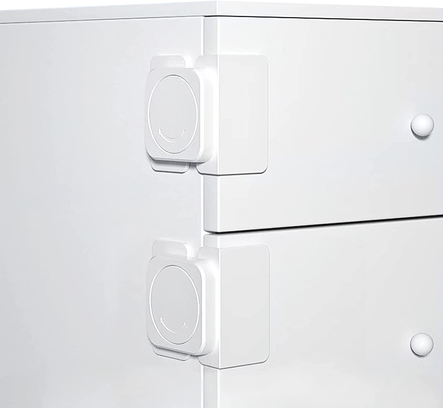 Cabinet Lock Latch - Baby Proofing Cabinet Locks for Child Safety for Cabinet Doors, Fridge, Drawers, Toilet Seat, Dishwasher, Cupboard - No Drilling with Strong Adhesive, 4-Pack, White image number 5