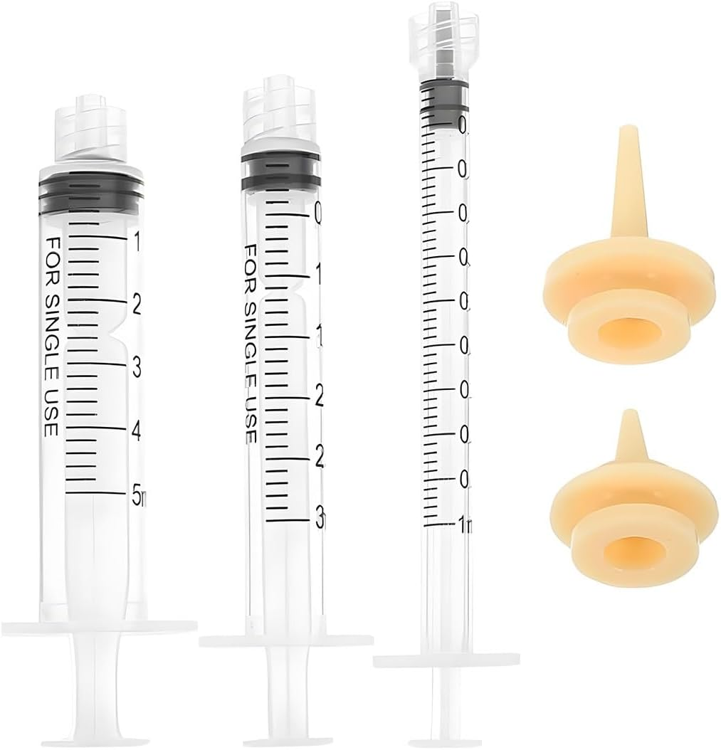 JEYORZY Pack of 5 Pet Feeding Silicone Nipples, Cat Milk Breeding Bottle for Puppies, Kittens, with Syringes, Plastic Syringe, Feeding Syringes Small Animals, for Puppies, Dogs, Cats or Other Pets image number 2
