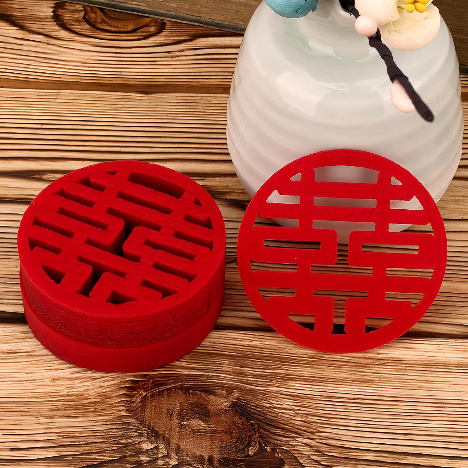 Hannafires 30PCS Traditional round Mini Double Happiness Wedding Decorations - Chinese Style Room Decor, Great Gift Traditional Celebrations,Wedding Supplies. image number 6