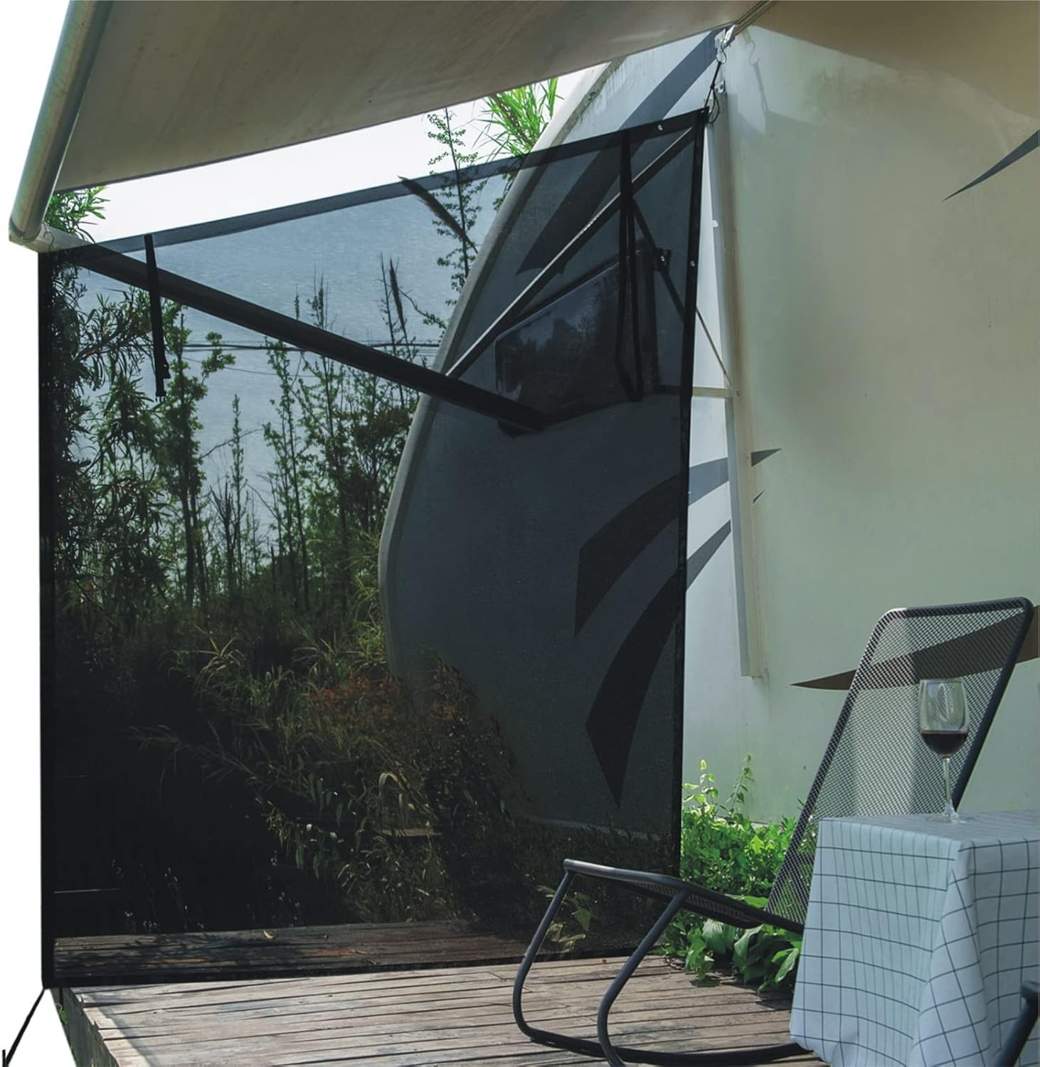 Dulepax RV Awning Side Shade- 9'X7' -Second Generation RV Awning Side Shade Screen Significantly Improves Shadew and Privacy.Universal RV Awning Shade Screen with Complete Kits. image number 3