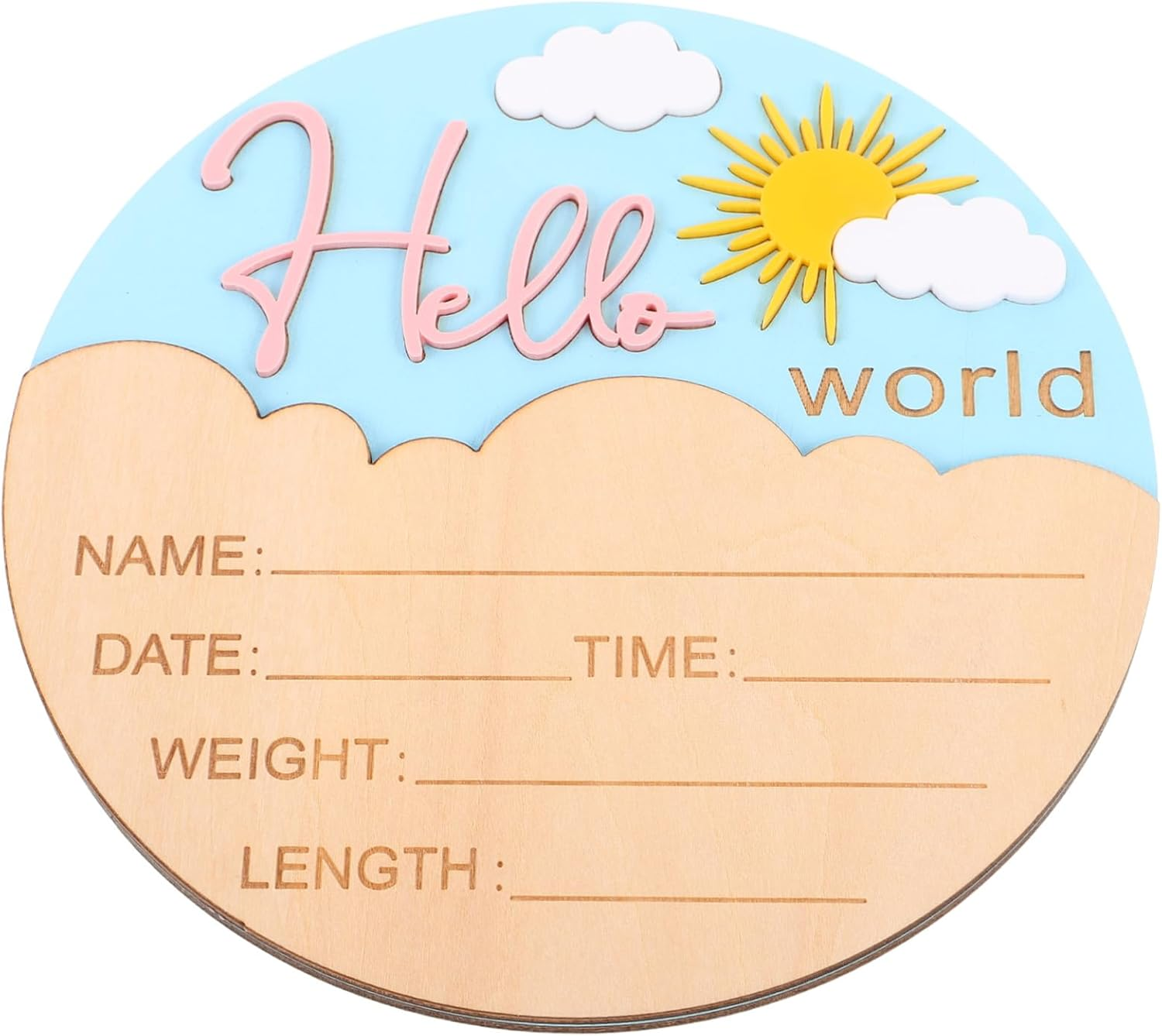 Minkissy Wooden Announcement Sign Photo Props Newborn Welcome Plaque Nursery Decor Gender Neutral Durable Keepsake for Hospital Shower and Nursery