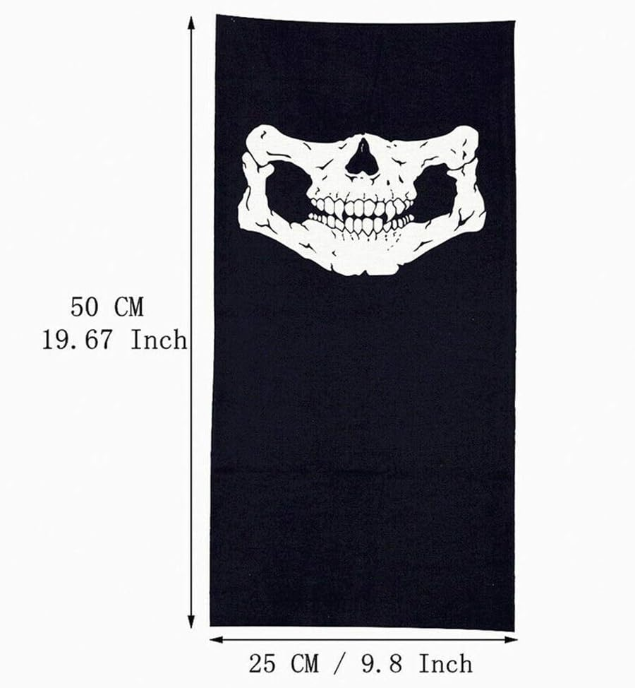 2Pcs Breathable Face Skull Mask Half Face Motorbike Neck Headwear Outdoor Ski Skull Party Masks Sport Halloween Mask for Bike Motor Cycling image number 3