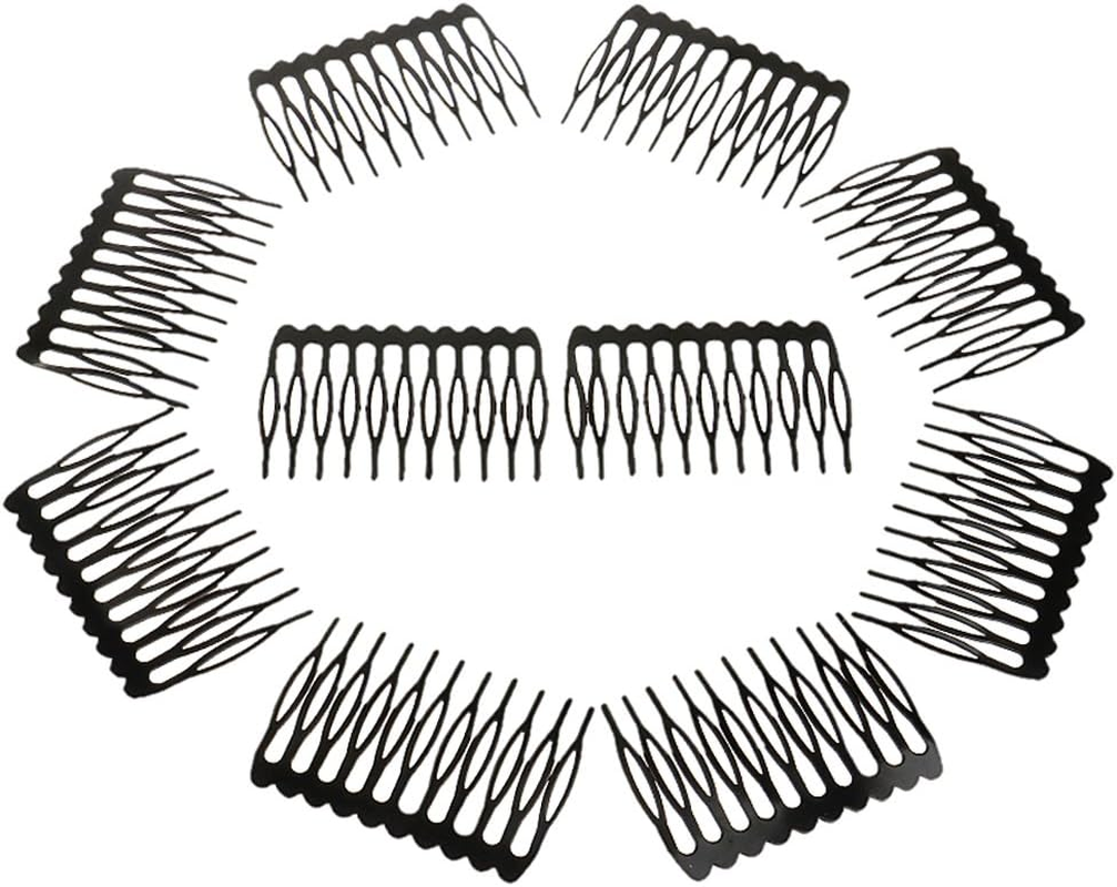 10 Pieces 10 Teeth Metal Black Wig Combs Hair Pins Clips DIY for Women Beauty image number 3