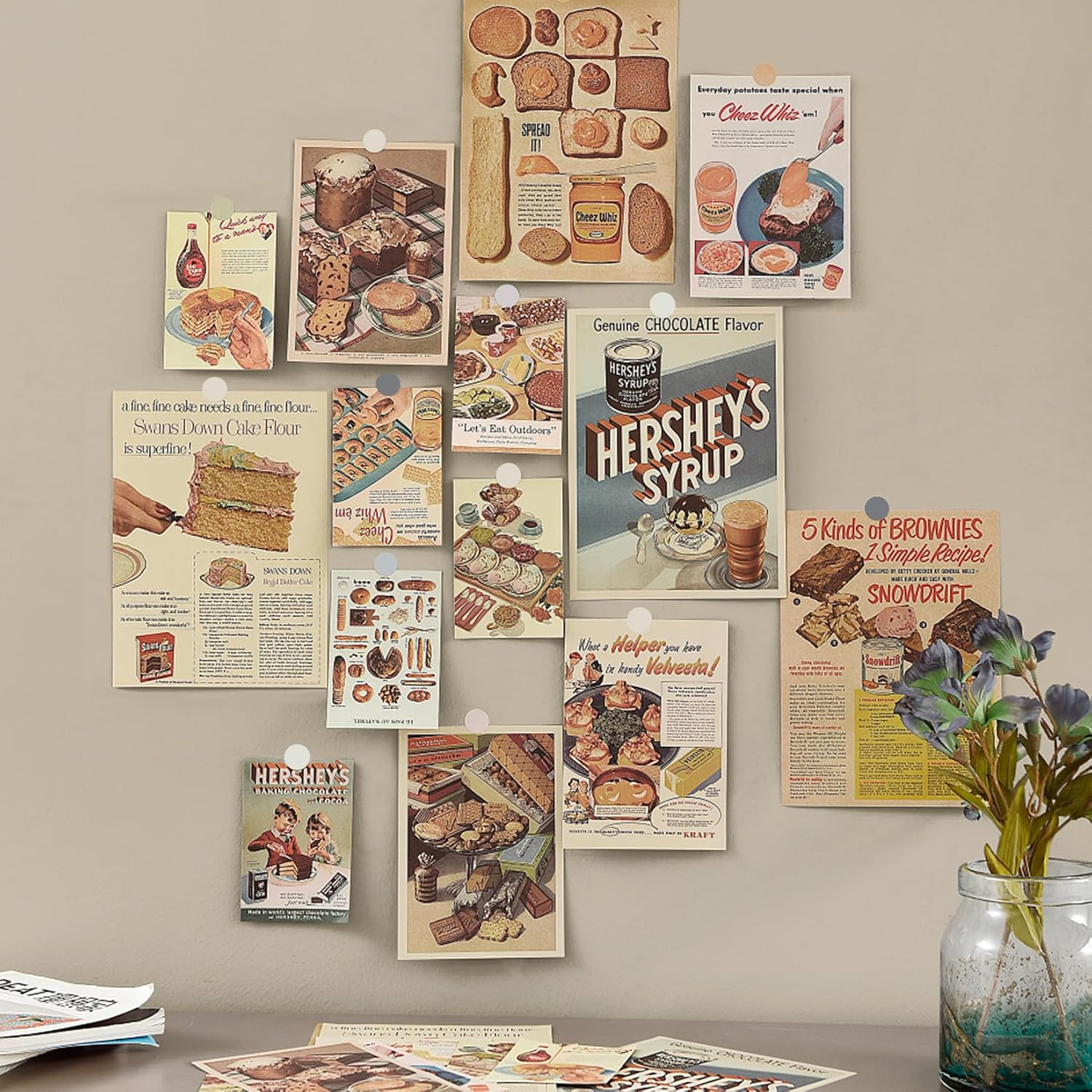 Retro Advertising Artwork Posters for Dorm Wall Art Prints Collage, Paper Prints Unframed 14 Pcs Wall Poster Aesthetic Home Decor