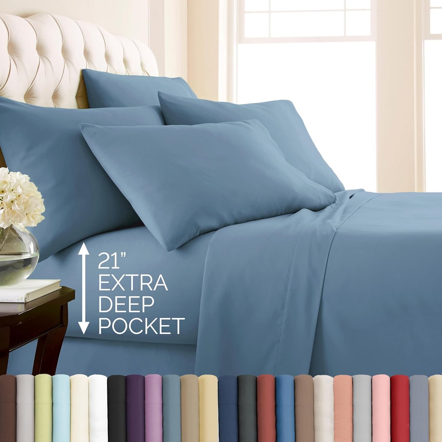 Southshore Fine Linens 6 Piece - Extra Deep Pocket Sheet Set - White - Queen