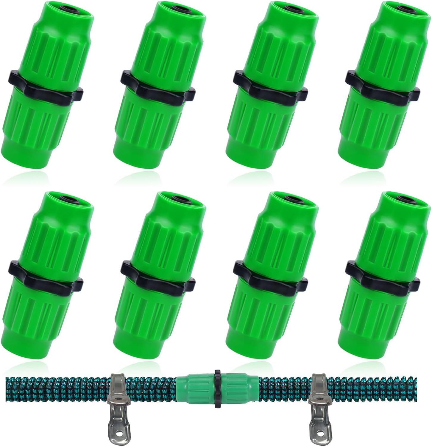 Expandable Garden Hose Repair Kit,4 PCS Dual-Channel Hose Female Male Connectors Accessories with Metal Clamp Compatible with Pocket Hose Fit for 3/4" or 5/8" Garden Hose Fitting