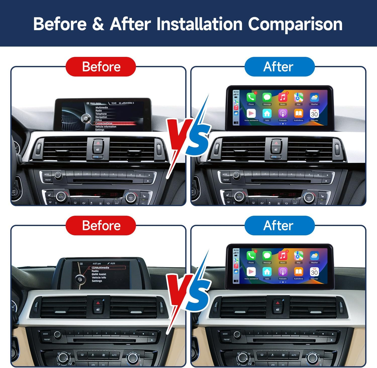 Linux 10.25 Touchscreen Wireless Carplay Multimedia for BMW 3 Series 4 Series F30 F31 F34 F32 F33 F36 from 2013 to 2017 with NBT Linux System