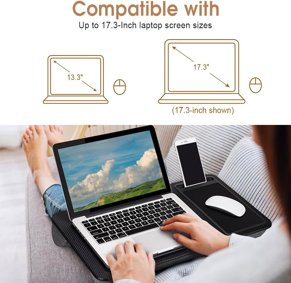 Clevinger Home Office Lapdesks, Multi-Purpose Extra Large Lap Laptop Desk with Mouse Pad and Phone Holder for Notebook/Macbook/Tablet, Sofa Bed Working Writing Drawing Fit up to 17.3-Inch Laptops image number 5