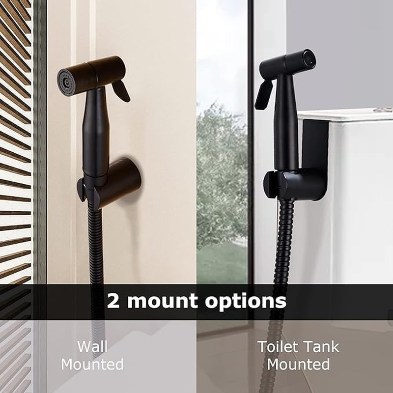 Handheld Bidet Sprayer for Toilet, Spray Attachment with Hose for Feminine Wash, Baby Cloth Diaper Washer, Stainless Steel Cleaner and Shower Sprayer for Pet, Bathroom or Toilet (Black) - Black image number 5