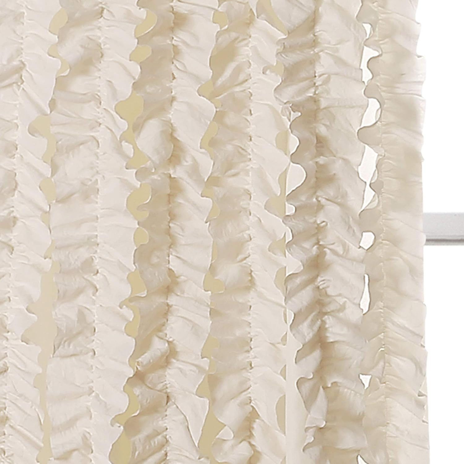 Lush Decor, Ivory Sophia Ruffle Curtain | Textured Window Panel Set for Living, Dining Room, Bedroom (Pair), 84&rdquo; X 40, 84" X 40"