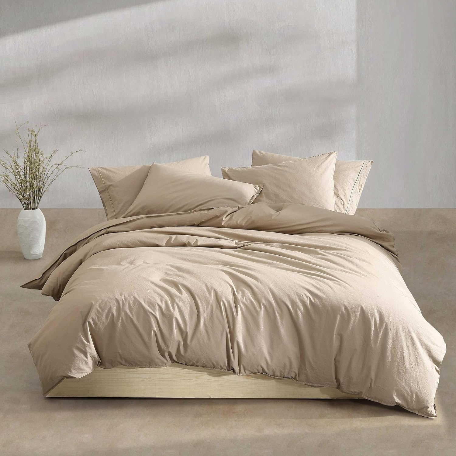 Calvin Klein - Queen Duvet Cover Set, Washed Cotton Percale Bedding, Luxuriously Soft Home Decor (Washed Percale Graphite, Queen)