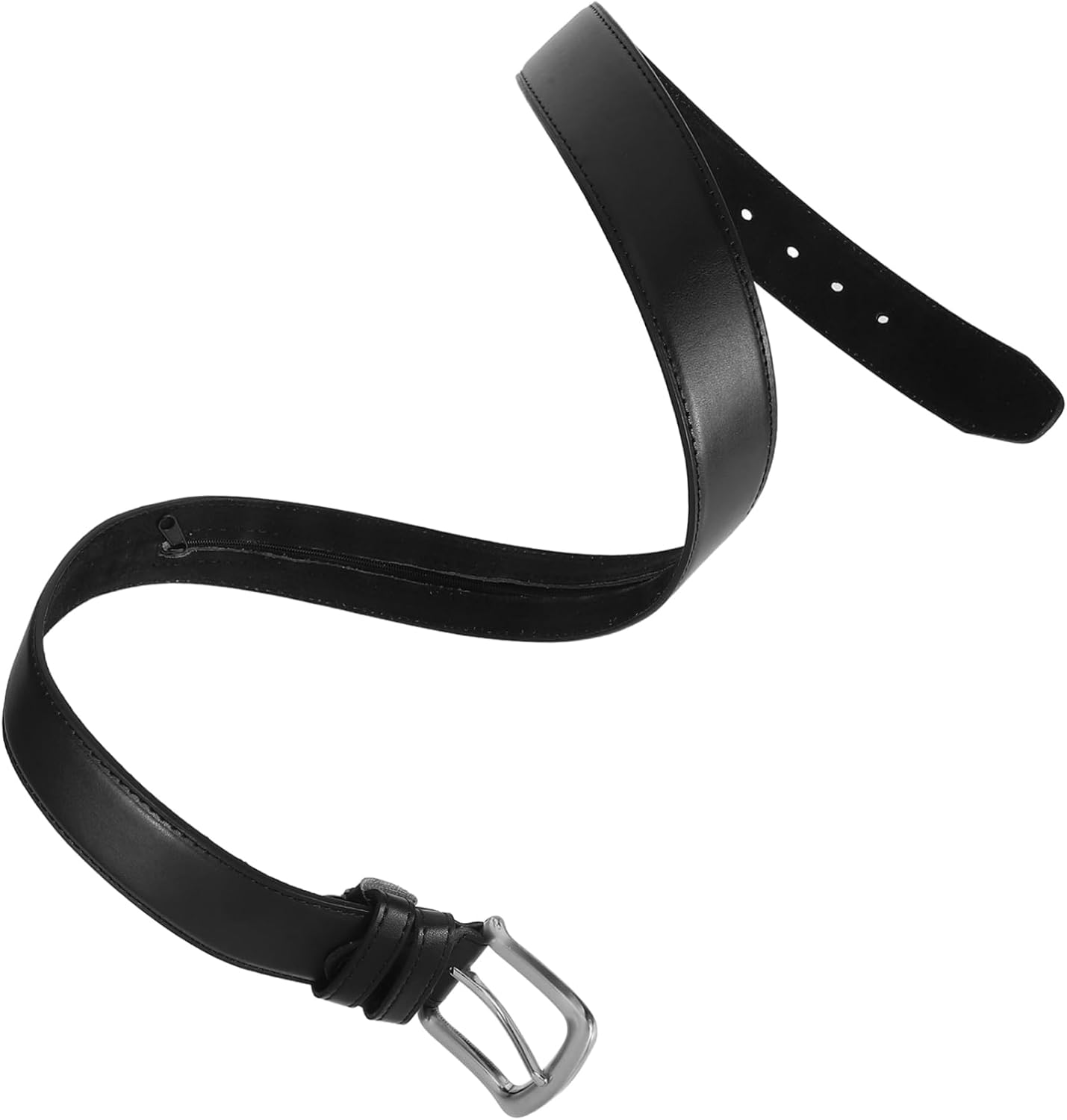 LALADEFIEE Anti-Theft Money Belt for Men PU Adjustable Waistband with Concealed Zipper Pouch for Secure Cash Storage Black