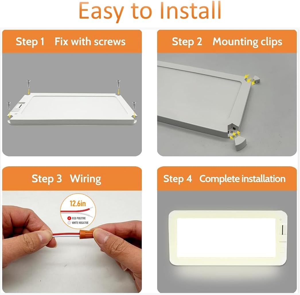 RV Lights Interior 96Leds10W 3 Color Temp with Memory Stepless Dimming Super Bright 12V LED Ceiling Dome Light Panel Light for Caravan Camper Travel Trailer Motorhome Sailboat Yacht (1PACK) image number 4