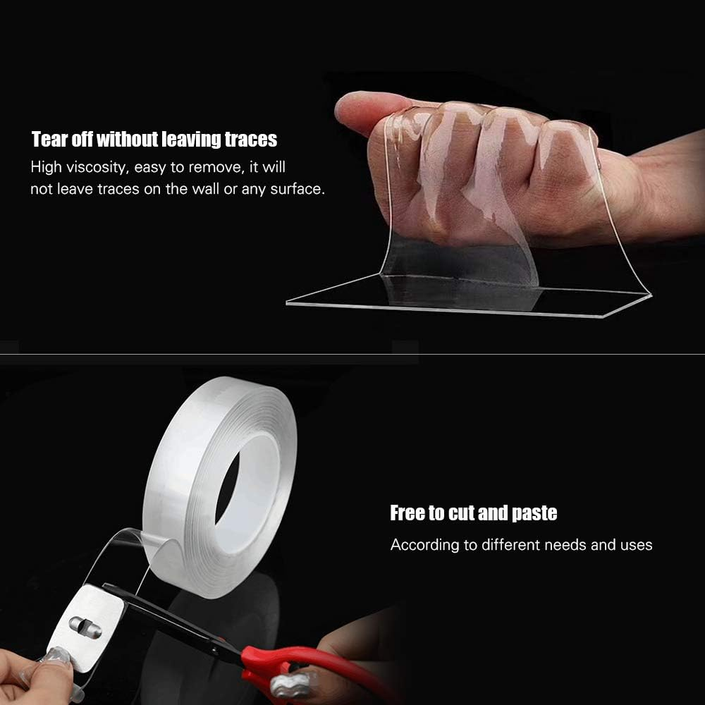 Nano Tape Roll Double Sided Adhesive Tape 30Mm*3M*2Mm Traceless Washable Nano Tape Stick Grip Gel Reusable Nano Gel Pads for Fixing Car Windowshield Glass Carpet Mats Photos Posters Household image number 6