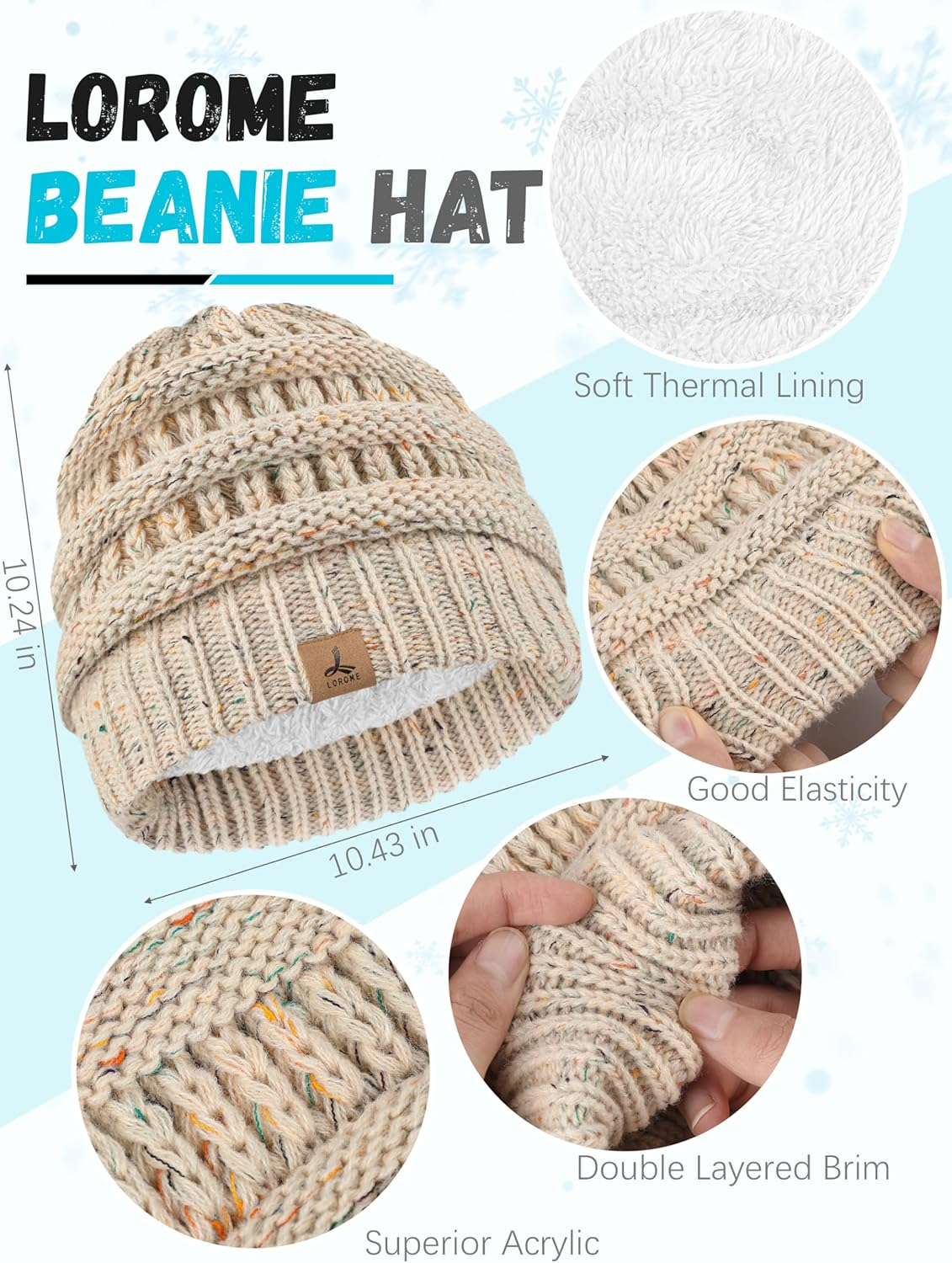 Winter Beanie Hat Scarf Gloves, Warm Fleece Knit Winter Hats Touch Screen Gloves Neck Scarf Set Winter Gifts for Unisex Adult image number 4