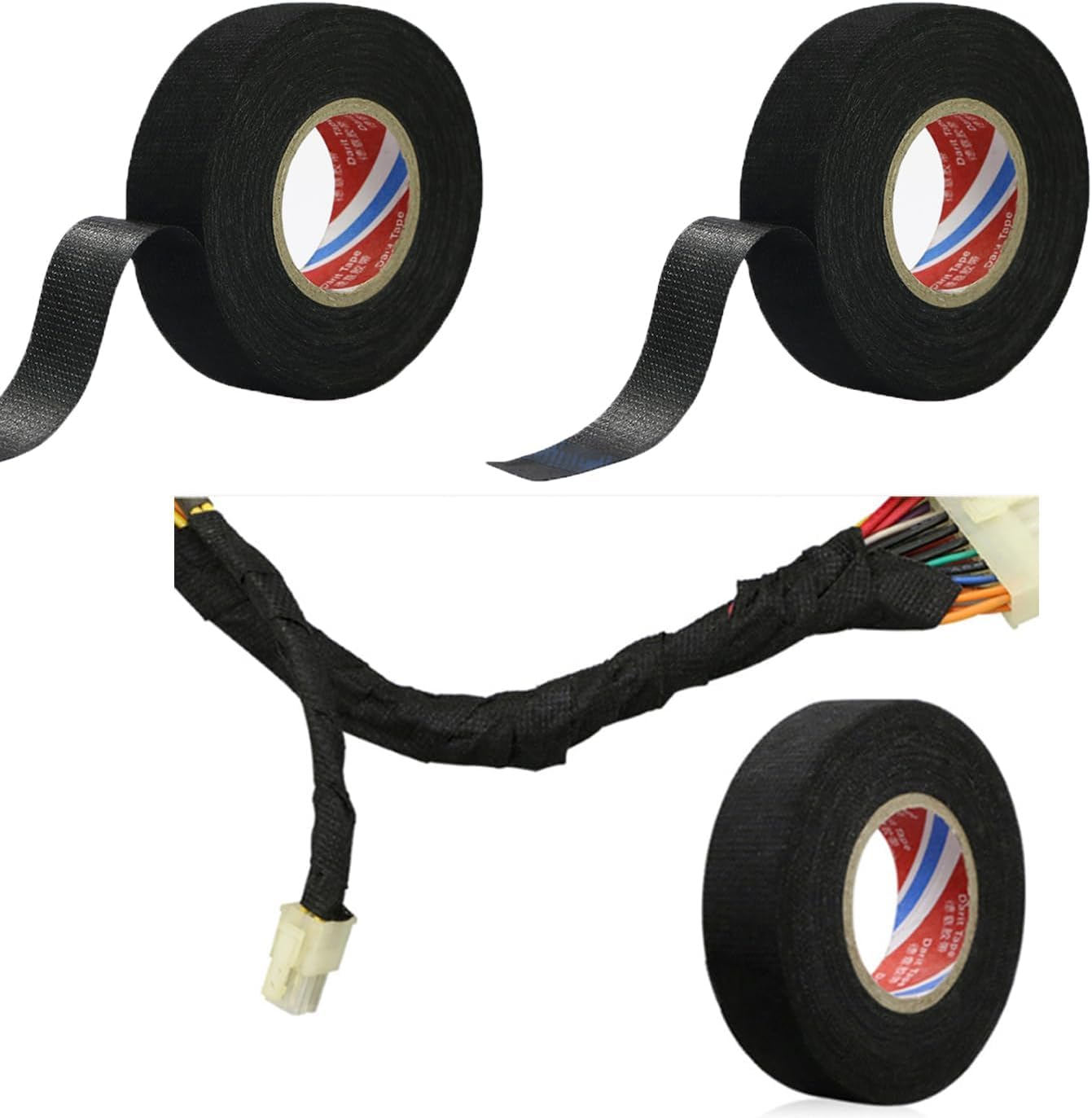 Limcryspp 4 Rolls of 19Mm X 15M Flame Retardant Car Tape, Black, High Temperature Resistant Cloth Strap, Wire Harness Weaving Tape image number 6