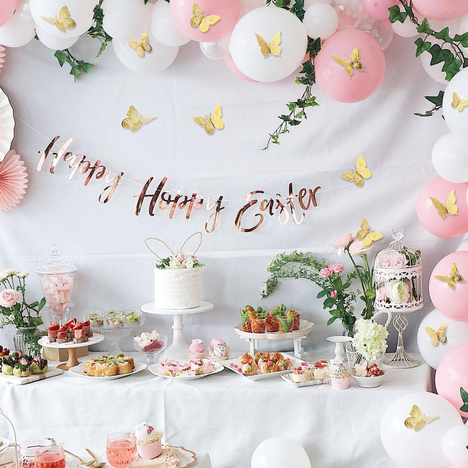 WADY 48 Pcs Butterfly Decorations 4 Styles 3 Sizes, 3D Butterfly Wall Decor Gold Party Decorations, Removable Stickers (Gold) image number 6