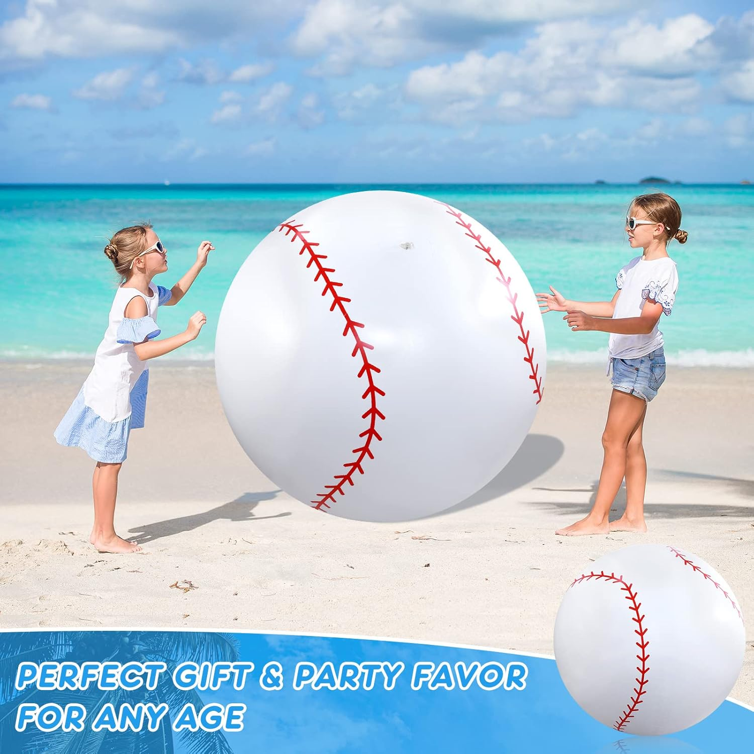 Meooeck 2 Pcs Giant Inflatable Beach Balls 40 Inch Large Baseball PVC Blow up Float Toys for Summer Beach Swimming Pool Party Favor Outdoor Activity Games image number 1