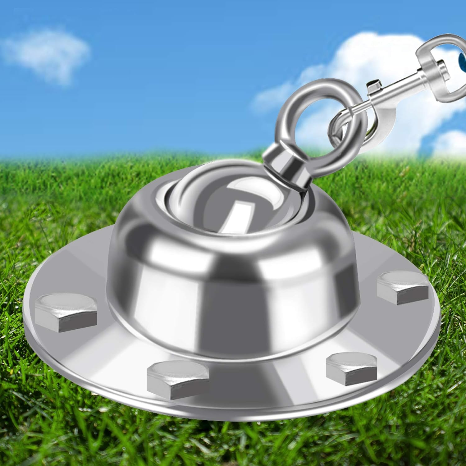 360&deg; Swivel Dog Tie Out Stake Dog Anchor - Heavy Duty Rust Proof Dog Yard Stake Holds 1000Lbs of Pull Force for Yard Camping Outdoor image number 2