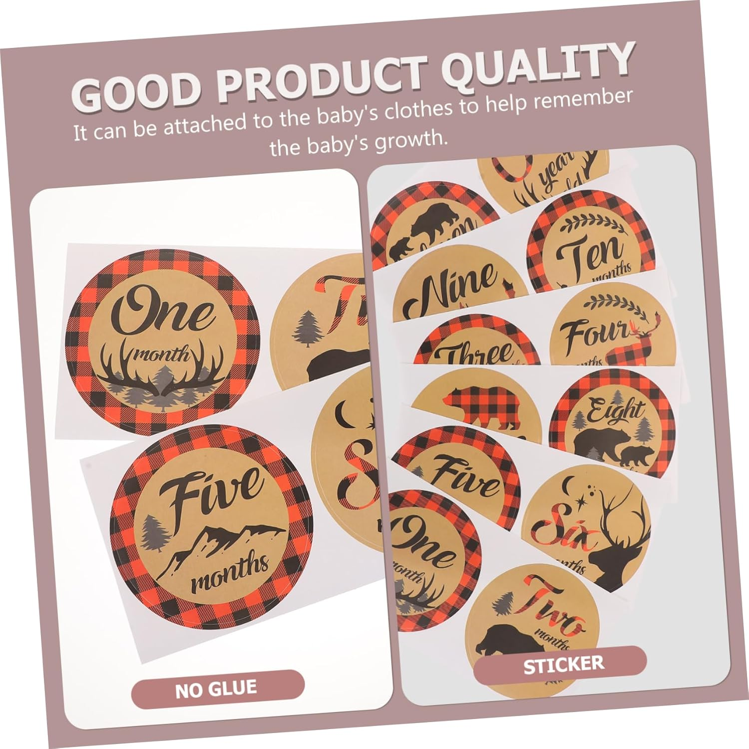 12Pcs Labels Milestone Stickers Newborn Monthly Decals Self-Adhesive Stickers for Photos Easy to Stick and Tear off Non-Toxic Safe image number 2