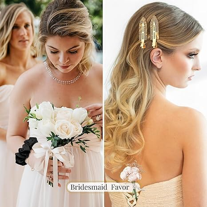 MIVES Bridesmaid Scrunchie, 5Pcs Satin, Black