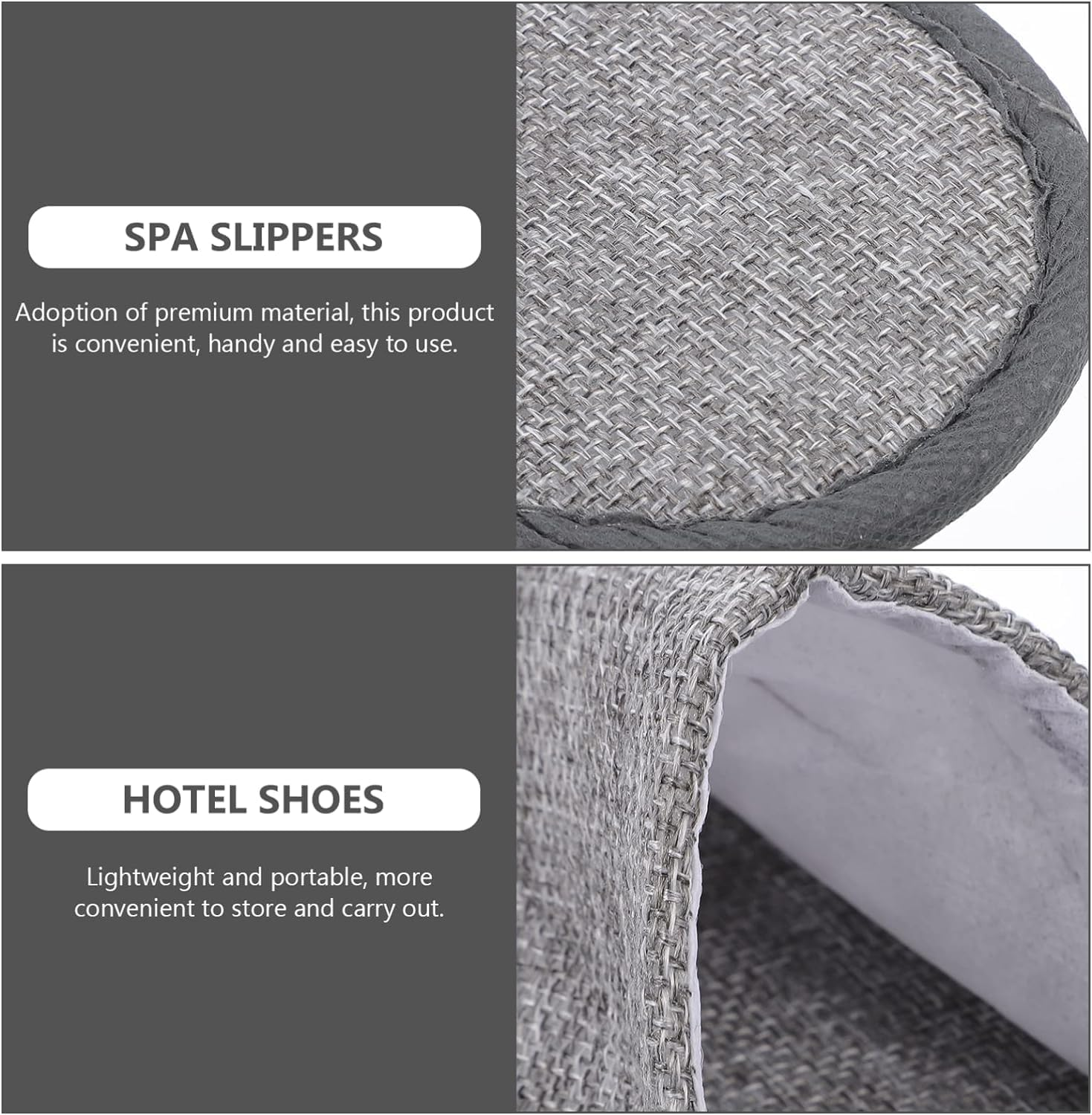 Washable Hotel Slippers 20Pcs Disposable House Slippers Travel Slippers Breathable Closed Toe Slippers Unisex Cloth Slippers for Hotel Home Guest Massage Spa Light Grey Fleece Toes Slippers
