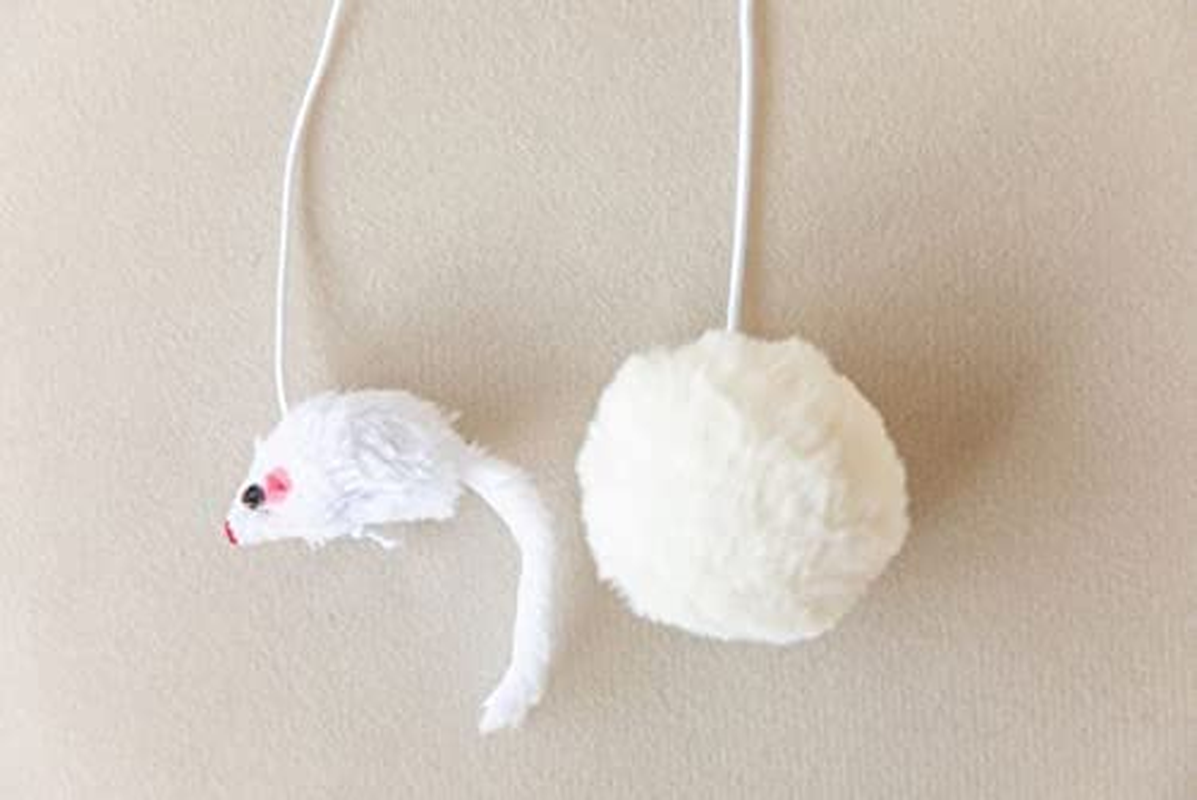 Cat Cube Pet Bed Indoor House for Cats Small Dogs Flatpack Easy to Assemble Has a Dark Blue Trim 2 Soft Toys Included a Mouse and Ball from Paton Pets Australia image number 1