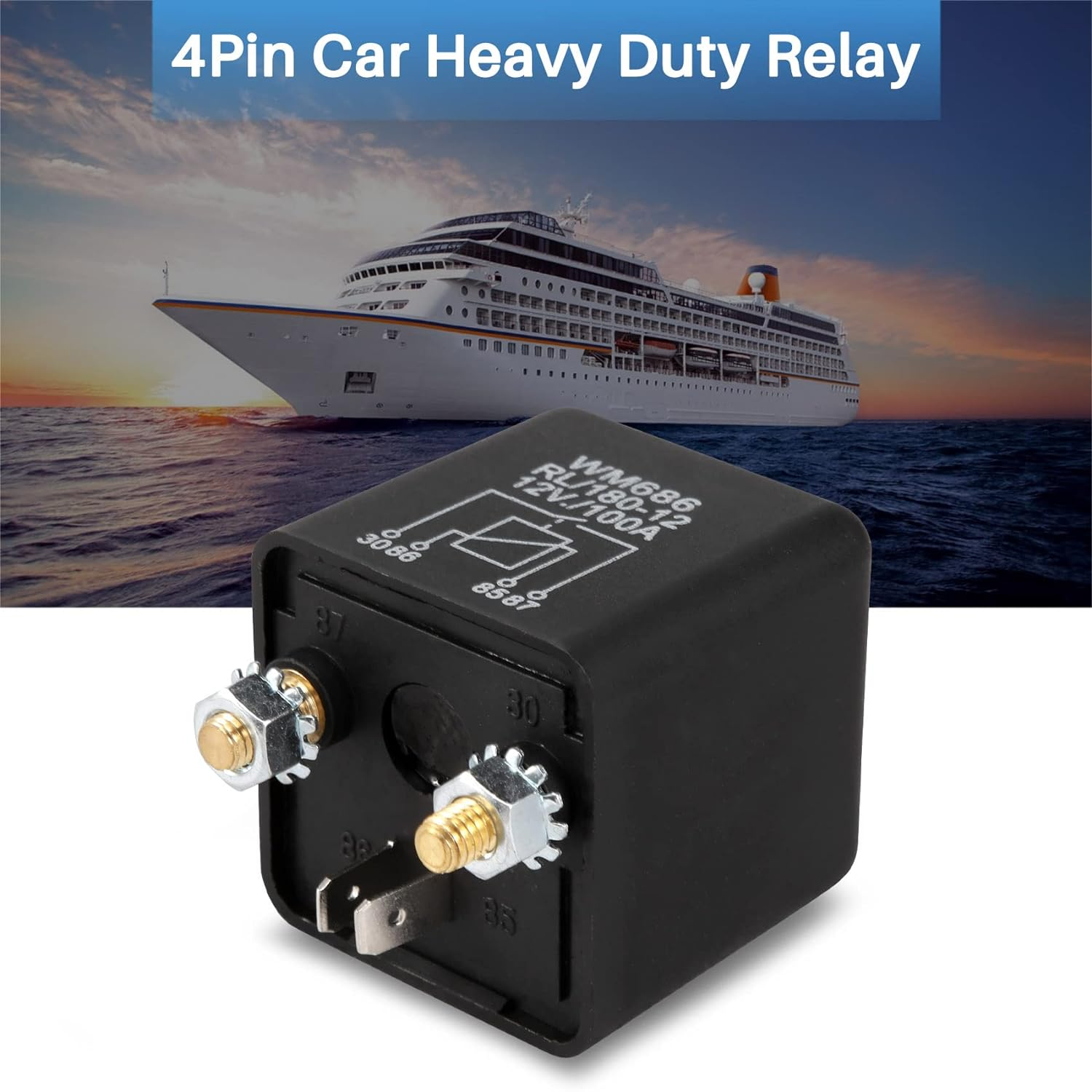 Spacesea 12V 100Amp 4-Pin Heavy Duty On/Off Switch Split Charge Relay for Auto Boat Van Black image number 6