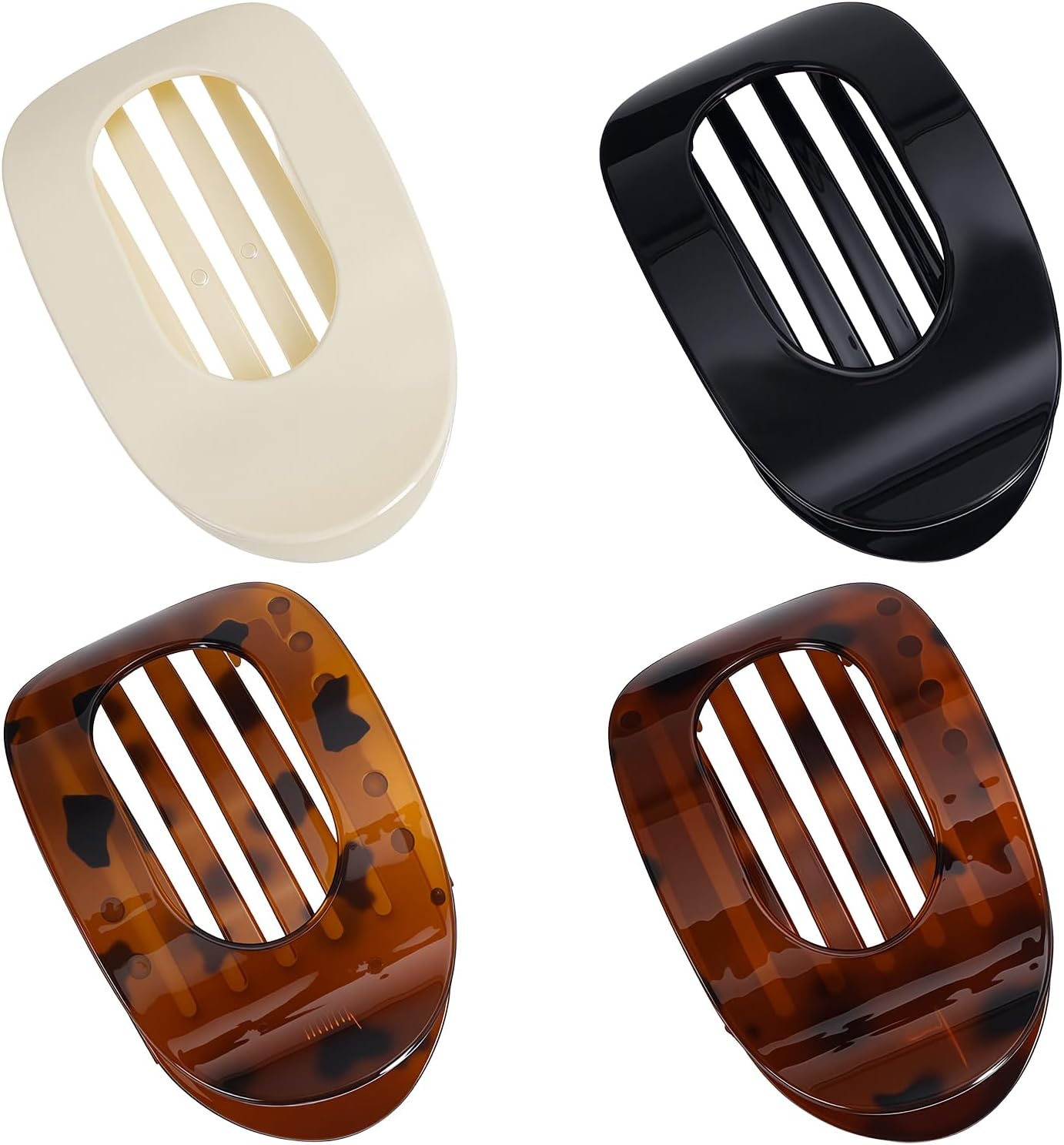 Tiyiyok Women'S Hair Clips, Flat Claw Clip for Women, Acetate Flat Hair Clips, Pack of 4, Suitable for Thick and Thinning Hair, Comfortable Curved Flat Clips image number 3