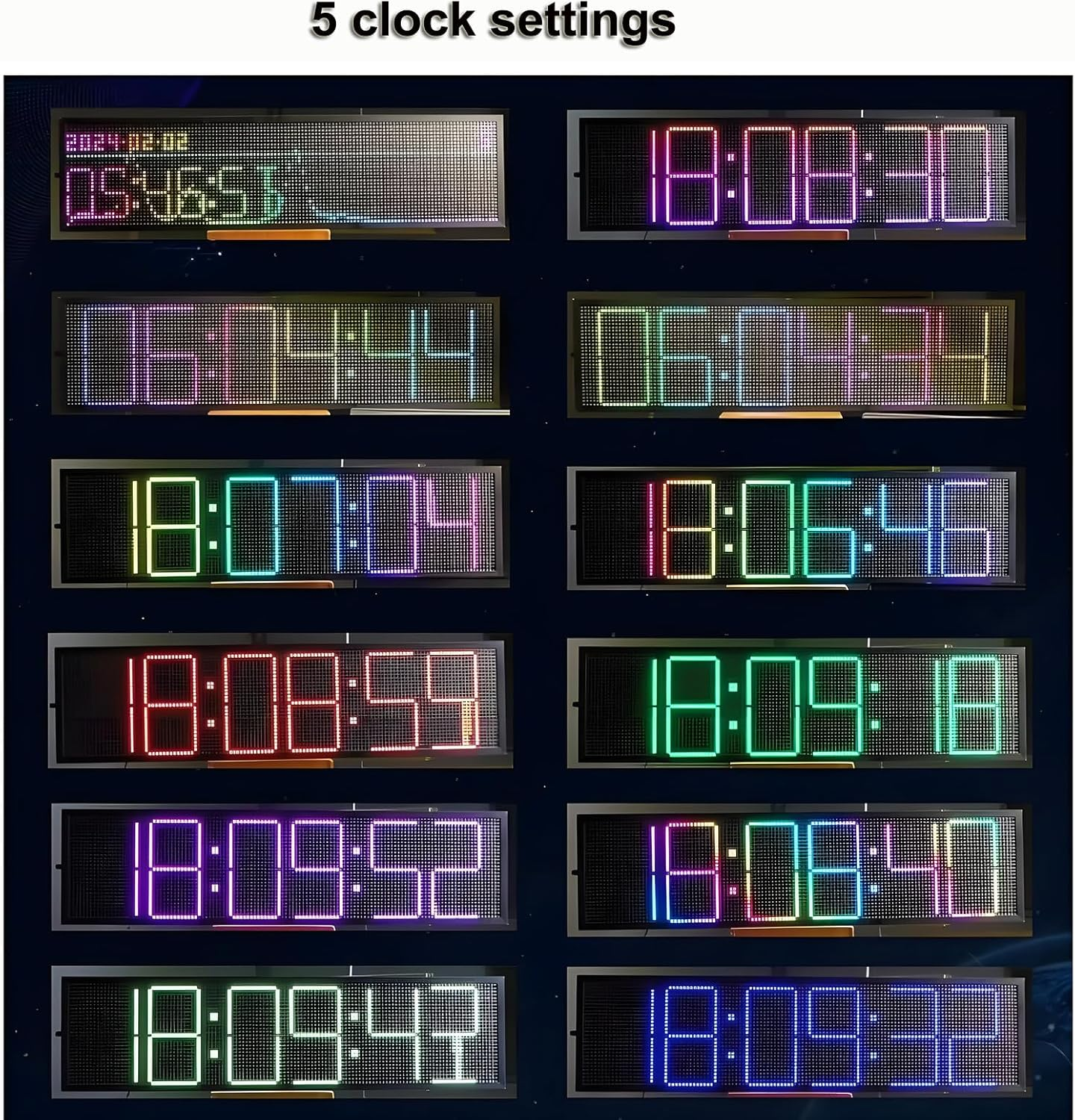 LED Music Spectrum Indicator, RGB Audio Level Music Spectrum Analyzer with 4 Frequency Ranges and 36 Display Modes, Voice Control + Line Control, Support 5 Clock Settings, for Car, Studio, Home image number 4