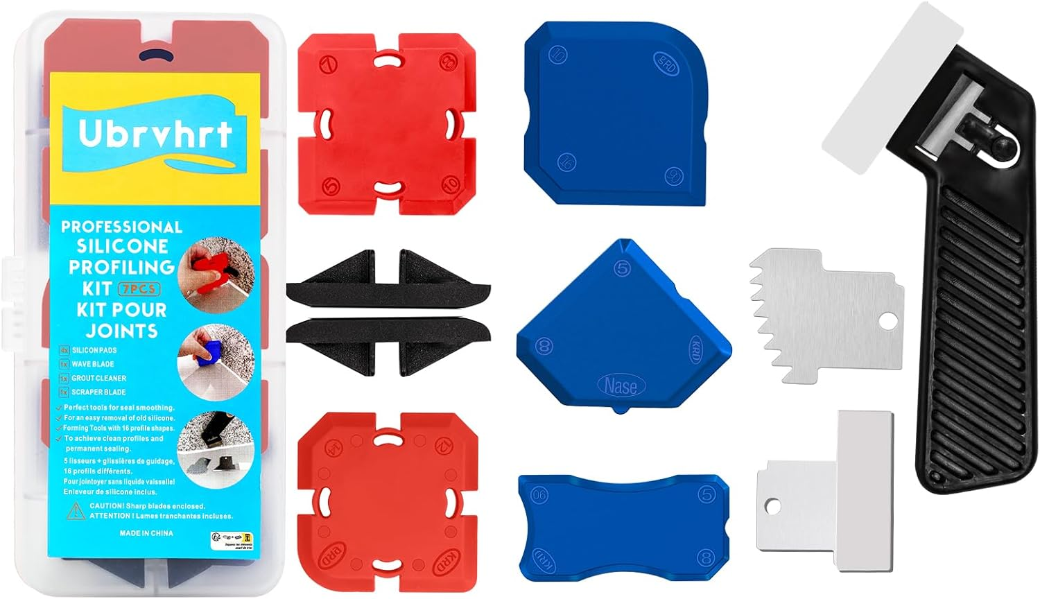 Ubrvhrt Caulk Application Tool Kit Sealant Finishing Tool Set Silicone Profiling Kit 9 Pcs, Caulk Spreader Silicone Smoother Caulking Edger Tool for Tile Siding Window Sink Joint