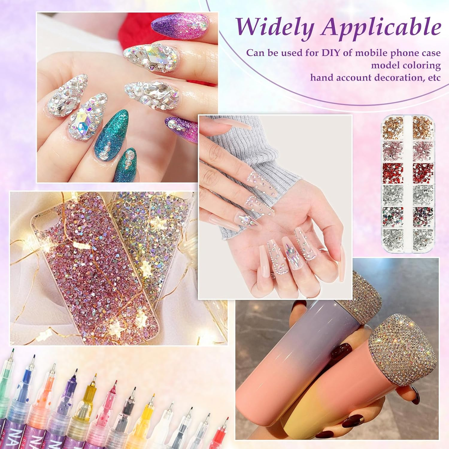 XXLAUBBD 12-Color 0.5Mm Fine Tip Nail Art Pen Set - Quick Dry Acrylic Paint Marker for Home & Salon Nail Decoration image number 2